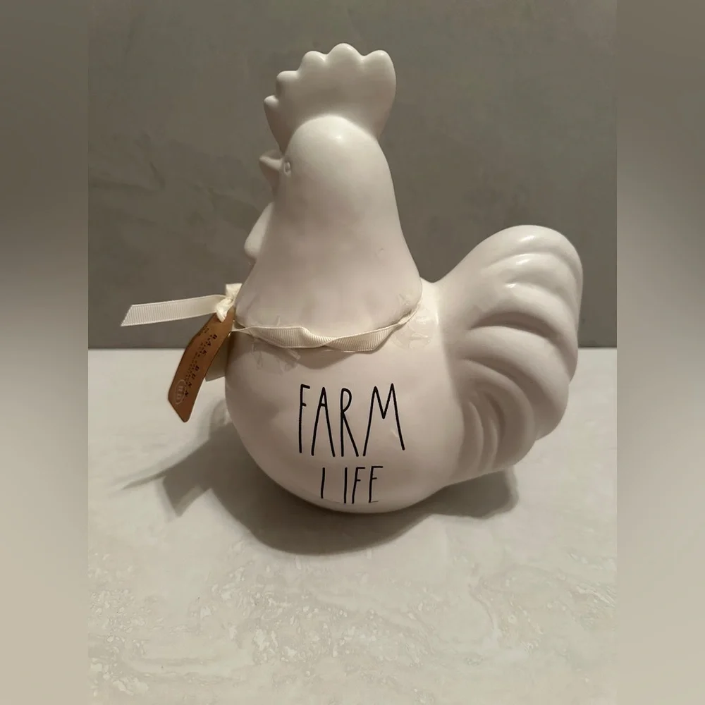 Rae Dunn FARM LIFE Rooster Figure Cannister Cookie Jar Rustic Kitchen Decor NEW